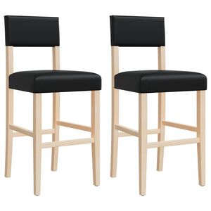 vidaXL Barstoelen 2 st massief rubberhout en kunstleer