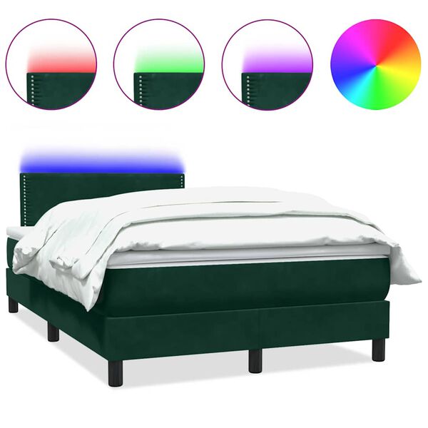 vidaXL Boxspring met matras en LED fluweel donkergroen 120x210 cm