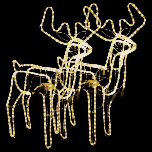 vidaXL Kerstfiguur rendier met bewegende kop 2 st warmwit