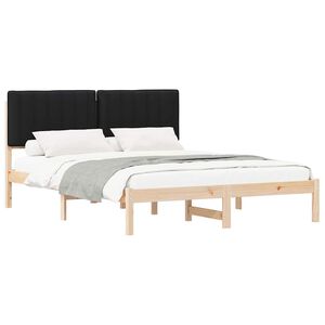 vidaXL Bedframe met Gevoerd Hoofdgedeelte Zwart 150 x 200 cm