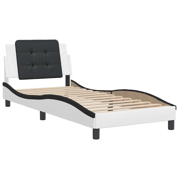 vidaXL Bedframe zonder matras "Zadar" kunstleer zwart en wit 100x200 cm