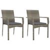 vidaXL Tuinstoelen 2 st met kussens poly rattan grijs