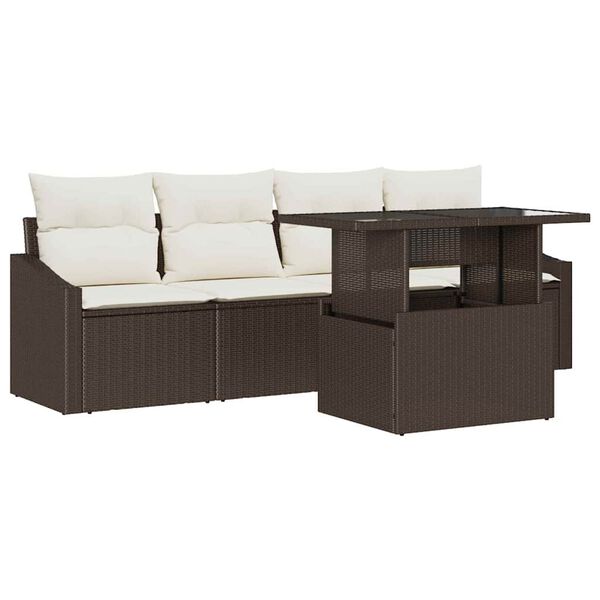 vidaXL Tuin Sofa Set met opslag 5 pcs Bruin Poly riet
