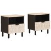 vidaXL Nachtkastje 2 pcs Wit 40 x 33 x 46 cm Massief Mango Hout