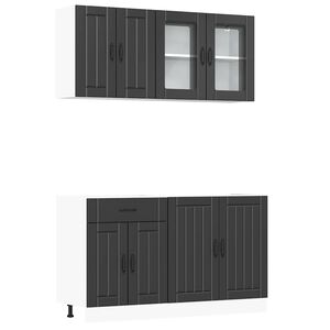 vidaXL 4-delige Keukenkastenset Lucca bewerkt hout zwart
