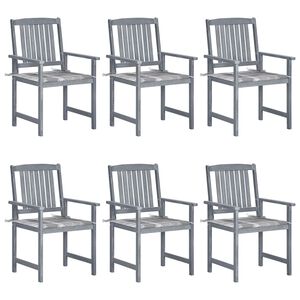 vidaXL Tuinstoelen 6 st met kussens massief acaciahout grijs
