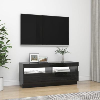 vidaXL Tv-meubel met LED-verlichting 100x35x40 cm hoogglans zwart