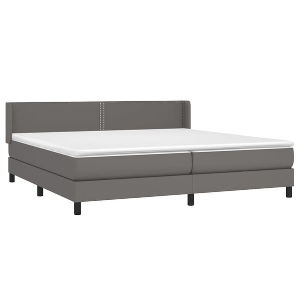vidaXL Boxspring met matras kunstleer grijs 200x200 cm