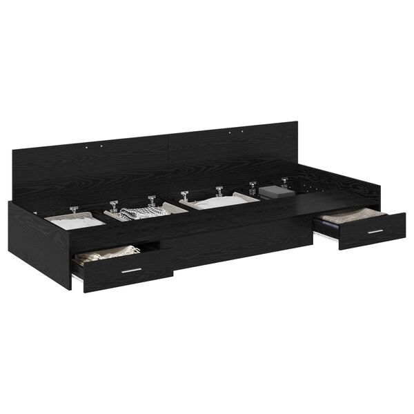 vidaXL Bedframe met hoofdeinde Zwart Eiken 70 x 190 cm Bewerkt hout