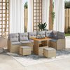 vidaXL Tuin Sofa Set met kussen met opslag 9 pcs Beige en Licht Grijs