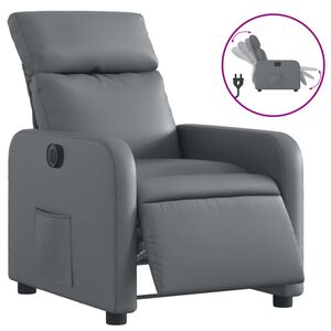 vidaXL Fauteuil verstelbaar elektrisch kunstleer grijs