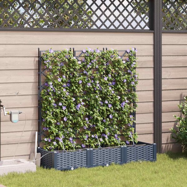 vidaXL Tuin Bloempot 3 pcs Grijs 120 x 40 x 126 cm Kunststof