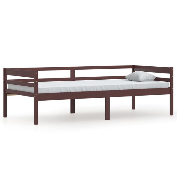 vidaXL Bedframe massief grenenhout donkerbruin 90x200 cm