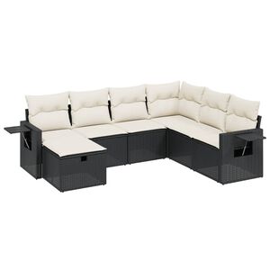vidaXL 7-delige Loungeset met kussens poly rattan zwart