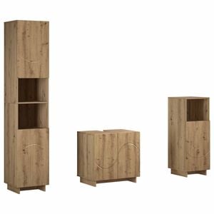 vidaXL Badkamerkastenset 3 st Artisanaal eiken Bewerkt hout