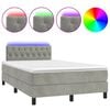 vidaXL Boxspring met matras en LED fluweel lichtgrijs 120x190 cm