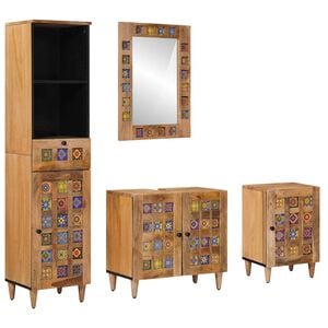 vidaXL Badkamermeubelset met lade 4 pcs Naturel Massief Mango Hout