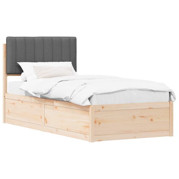 vidaXL Bedframe met Gevoerd Hoofdgedeelte Donkergrijs 90 x 200 cm