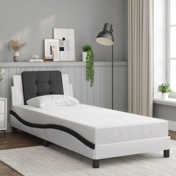 vidaXL Bedframe zonder matras "Zadar" kunstleer zwart en wit 100x200 cm