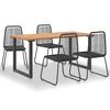 vidaXL 5-delige Tuinset massief acaciahout en poly rattan