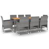 vidaXL 9-delige Tuinset poly rattan grijs