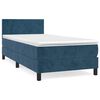 vidaXL Boxspring met matras fluweel donkerblauw 100x200 cm