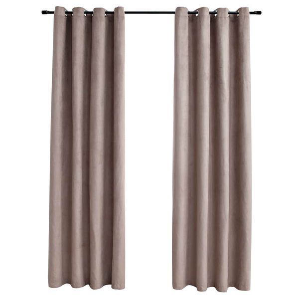 vidaXL Gordijn verduisterend met metalen ringen 2 st 140x175 cm taupe