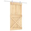 vidaXL Schuifdeur Natuurlijk en Wit 100 x 210 cm Massief Grenenhout