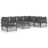 vidaXL 8-delige Loungeset met kussens poly rattan antracietkleurig