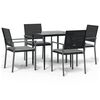 vidaXL 5-delige Tuinset met kussens poly rattan en staal