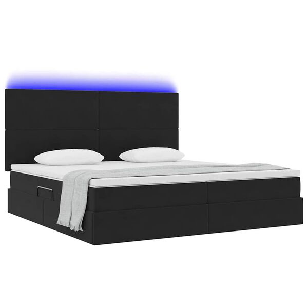 vidaXL Opbergbed met LED met matras met LED Zwart 200 x 200 cm Fluweel