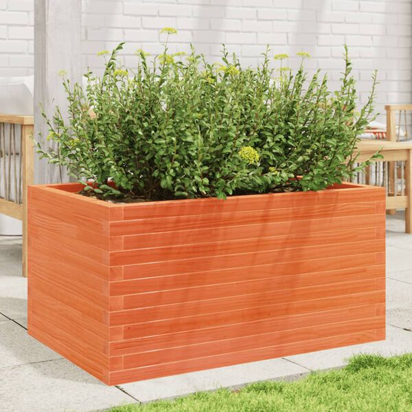 vidaXL Plantenbak 90x60x45,5 cm massief grenenhout wasbruin