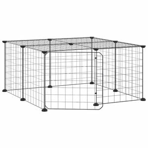 vidaXL Huisdierenkooi met deur 12 panelen 70x70x35 cm staal zwart