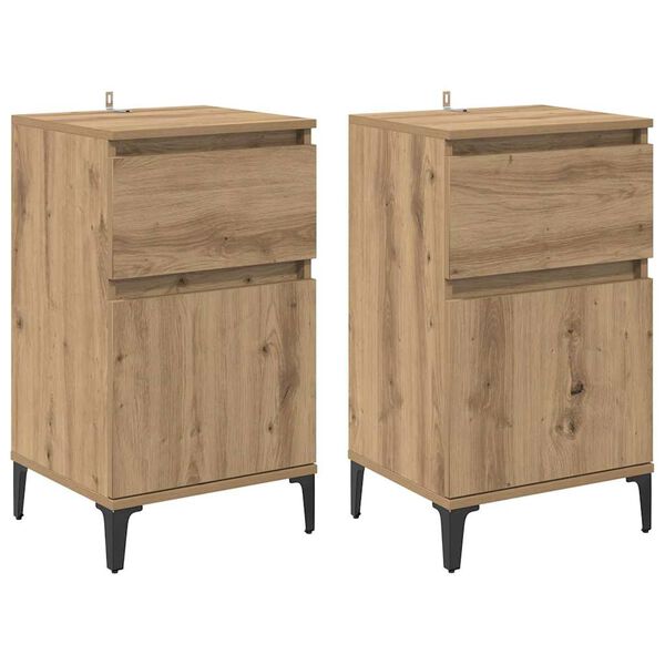 vidaXL Nachtkastje 2 pcs Artisan Eiken 40 x 35 x 70 cm Bewerkt hout