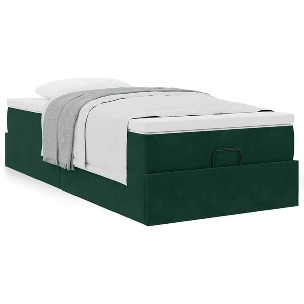 vidaXL Ottoman bed met matras 90x190cm fluweel donkergroen
