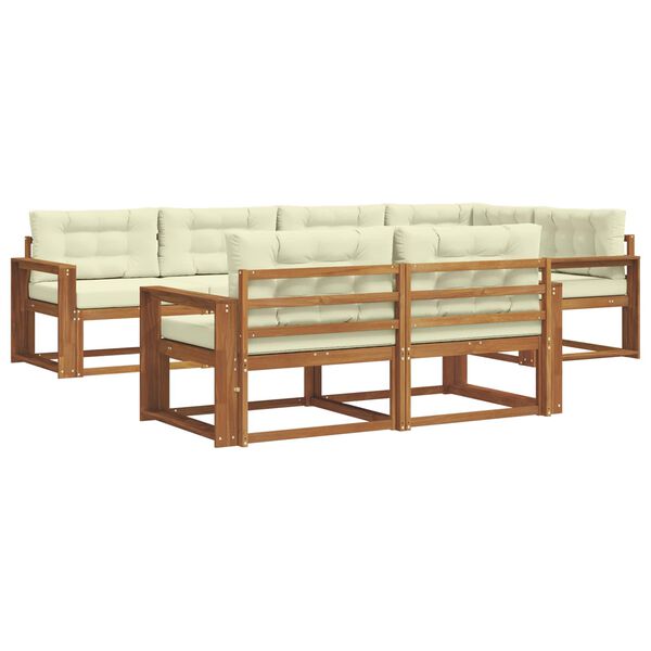 vidaXL Buiten bankenset met kussen 7 pcs Natuurlijk en Cr&egrave;me