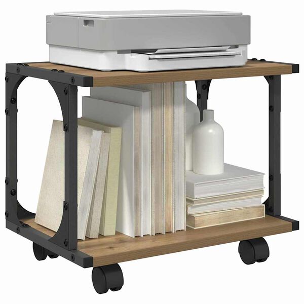 vidaXL Printerstand Artisan Eiken 41 x 28 x 33.5 cm Bewerkt hout