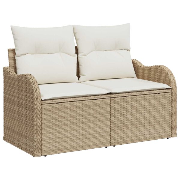 vidaXL Tuin Sofa Set met opslag 8 pcs Beige Poly riet