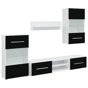 vidaXL Muurvitrine tv-meubel met LED-verlichting zwart 5-delig