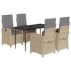 vidaXL 5-delige Tuinset met kussens poly rattan gemengd beige