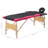 vidaXL Massagetafel inklapbaar 2 zones hout zwart en roze