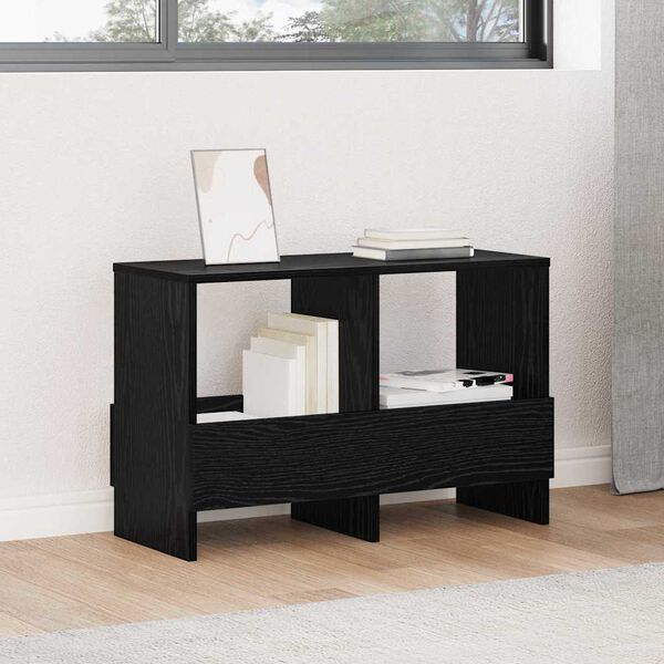 vidaXL Tijdschrift Rek Zwart Eiken 68,5 x 30 x 45 cm