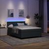 vidaXL LED Box Spring Bed Donkergrijs en Wit 140 x 200 cm Katoen Stof