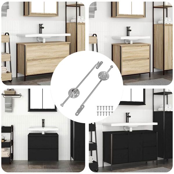 vidaXL Trekstang Scharnier 2 pcs Zilver 190 mm IJzer