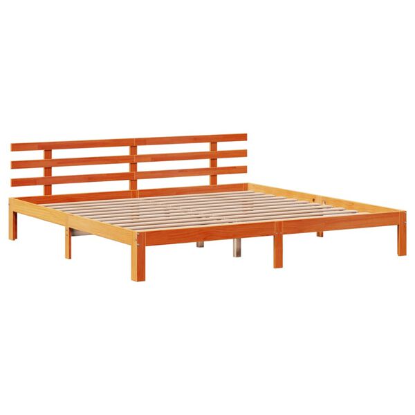 vidaXL Bedframe met hoofdbord massief grenenhout wasbruin 180x200 cm