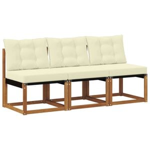 vidaXL 3 st Buitenzitmiddelsofa Massief acaciahout en Textilene Stof
