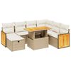 vidaXL 8-delige Loungeset met kussens poly rattan beige