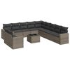 vidaXL 12-delige Loungeset met kussens poly rattan grijs
