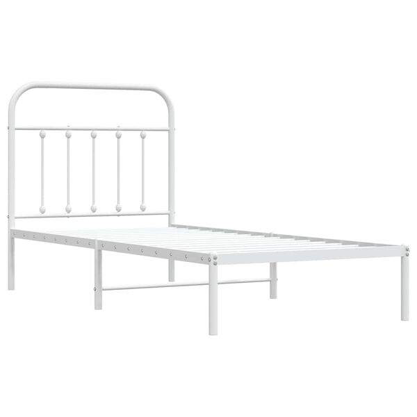 vidaXL Bedframe met hoofdbord metaal wit 90x190 cm