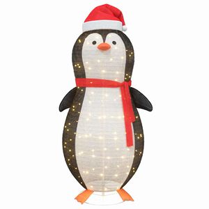 vidaXL Sneeuw Pinguïn Figuur met 600 LED Warmwit 78 x 88 x 180 cm Stof